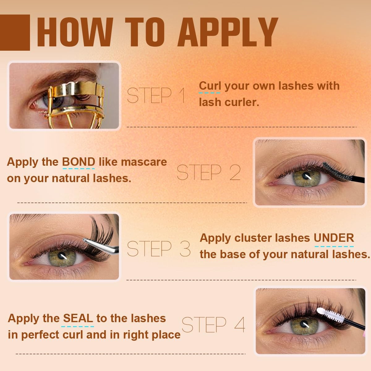 Wispy Lash Clusters Fluffy Eyelashes Natural Look - Black