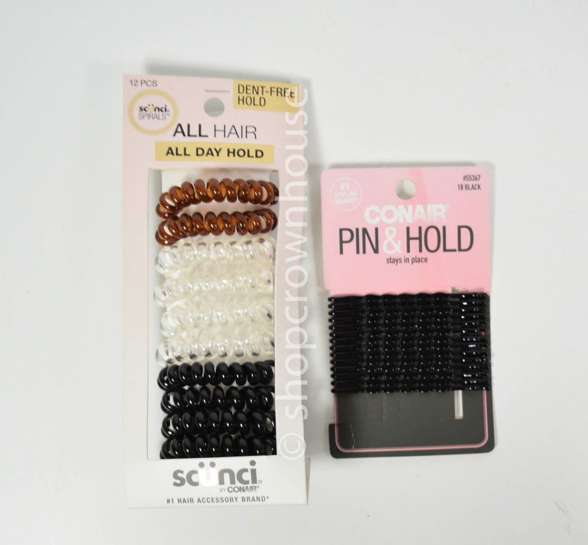 Lot of 10 Scunci Spirals Wristie Hair Ties & 14 Conair Bobby Pins =