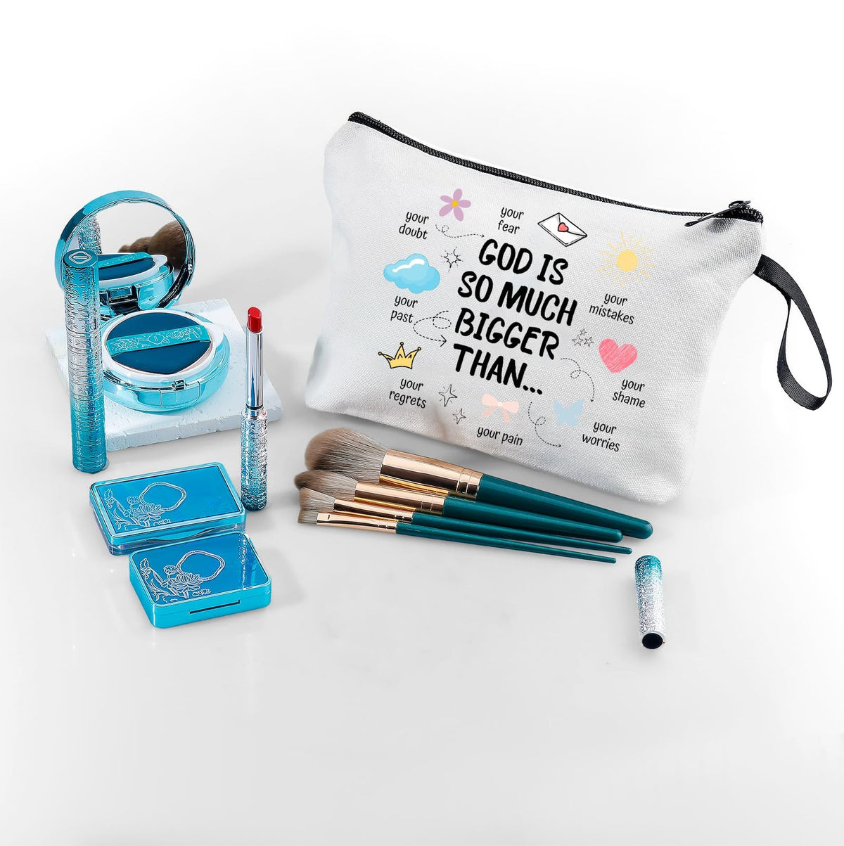 Religious Women’s Travel Makeup Bag - Inspirational Christian Gift for Ladies