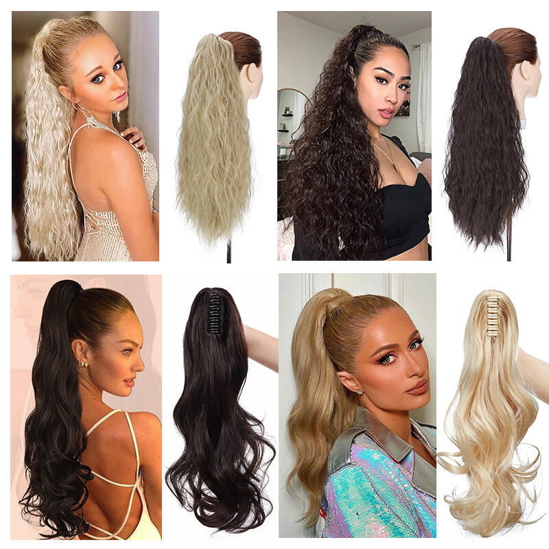 Extra Thick 12-Inch Clip-In Ponytail Hair Extension - Wavy & Straight Styles