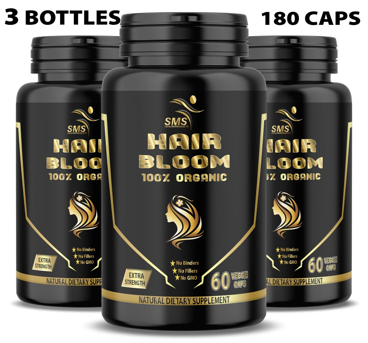 Herbal Hair Growth Supplement - 180 Veggie Capsules