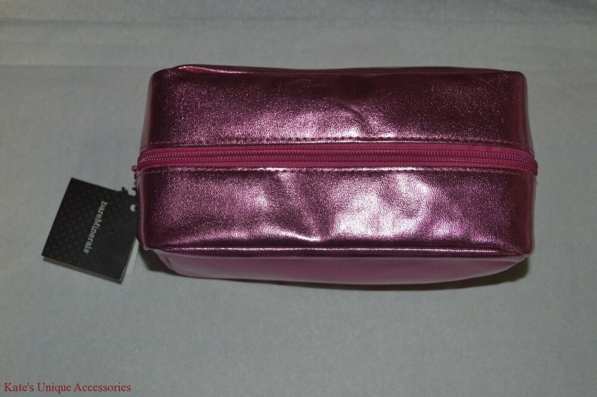 Pink Metallic Padded Cosmetic Makeup Bag with Zip Closure - 8x4 inches