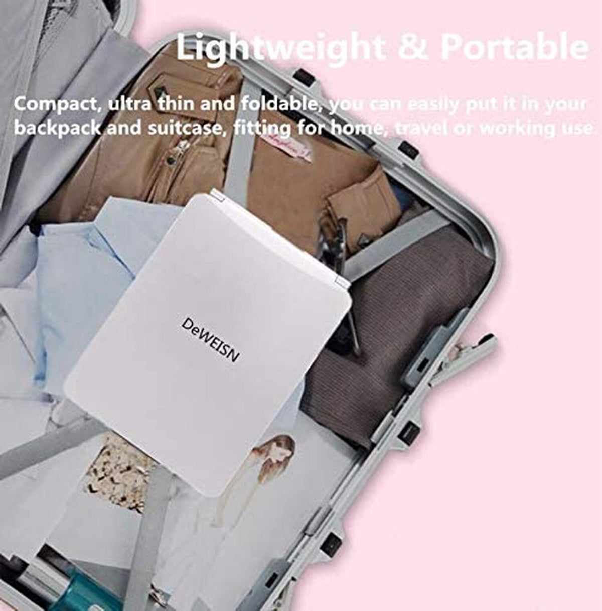 Foldable Lighted Makeup Mirror with 72 LEDs, 3 Color Modes, USB Rechargeable