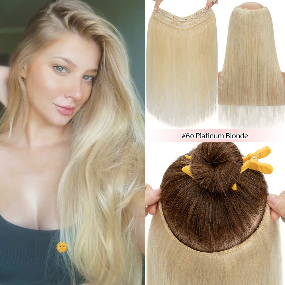 V-Shaped Clip-In Hair Extensions 100% Remy Human Hair Full Head 18-20 Inches