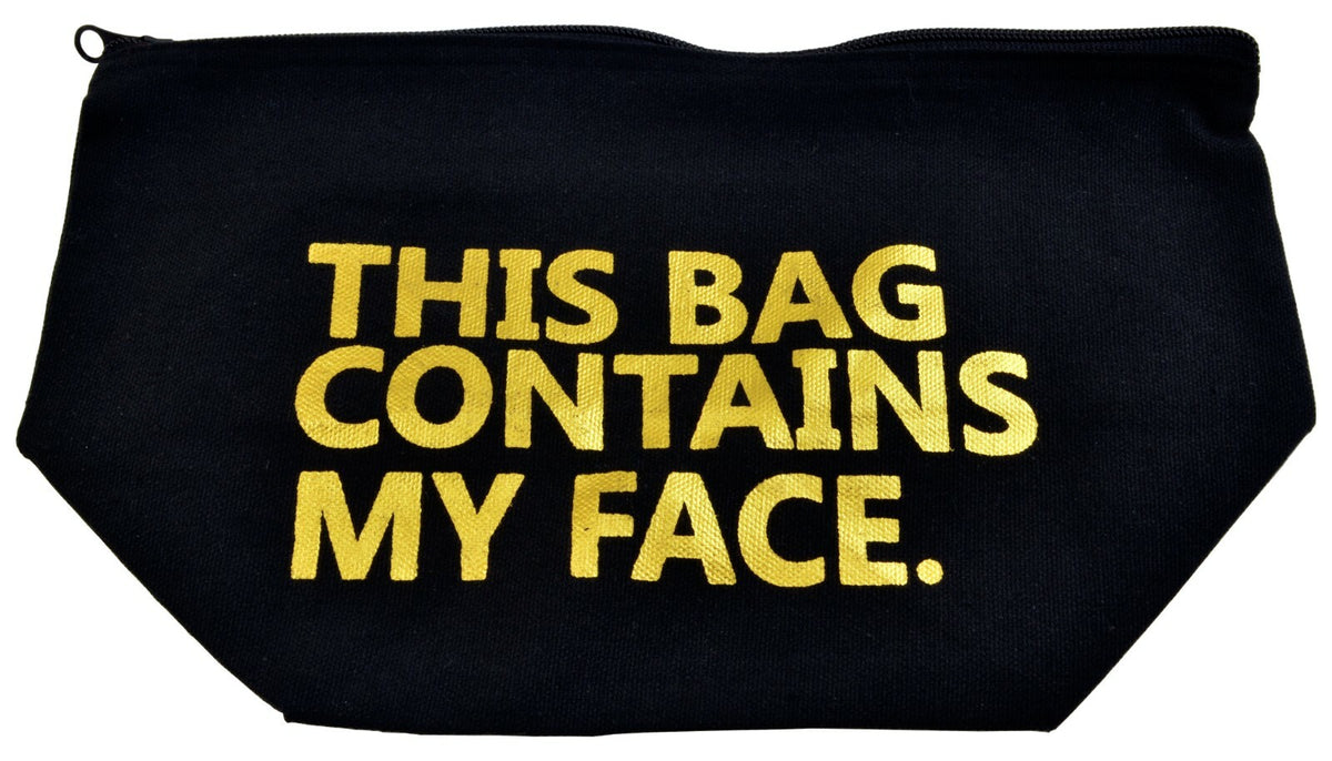 Travel Makeup Bag Case Black and Gold, Cosmetic Organizer 11.75x7.5x5