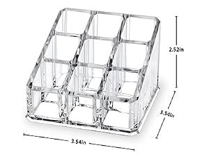9-Slot Lipstick and Lip Gloss Organizer, Clear Acrylic Makeup Storage