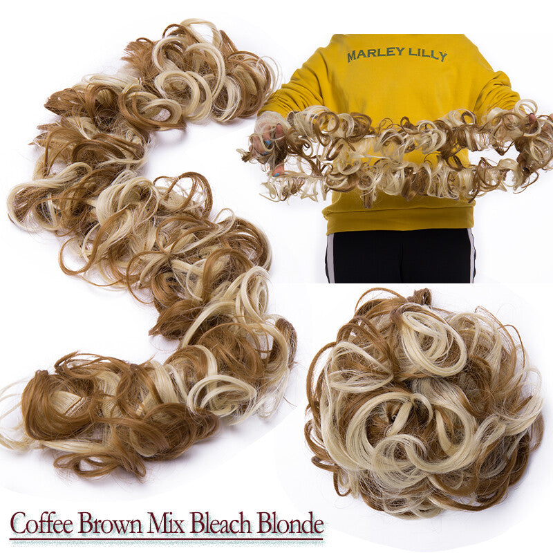 Natural Messy Curly Hair Bun Extension Wrap Long Thick Scrunchie Updo