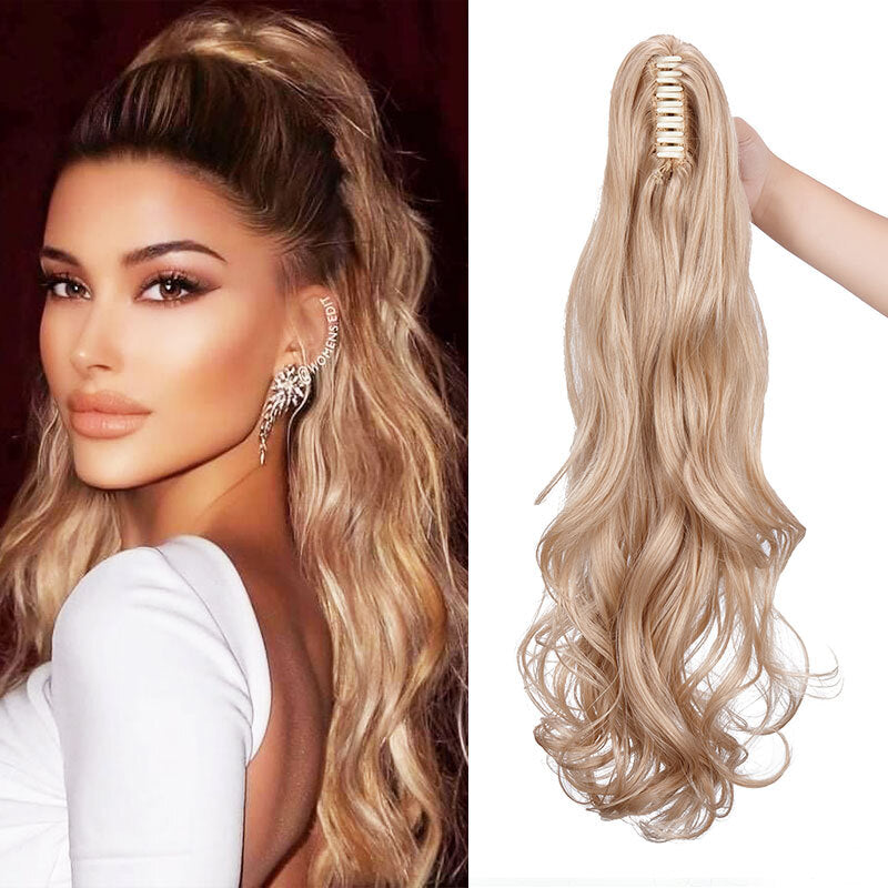 26-Inch Real Human Hair Ponytail Extension with Claw Clip - Thick Hairpiece