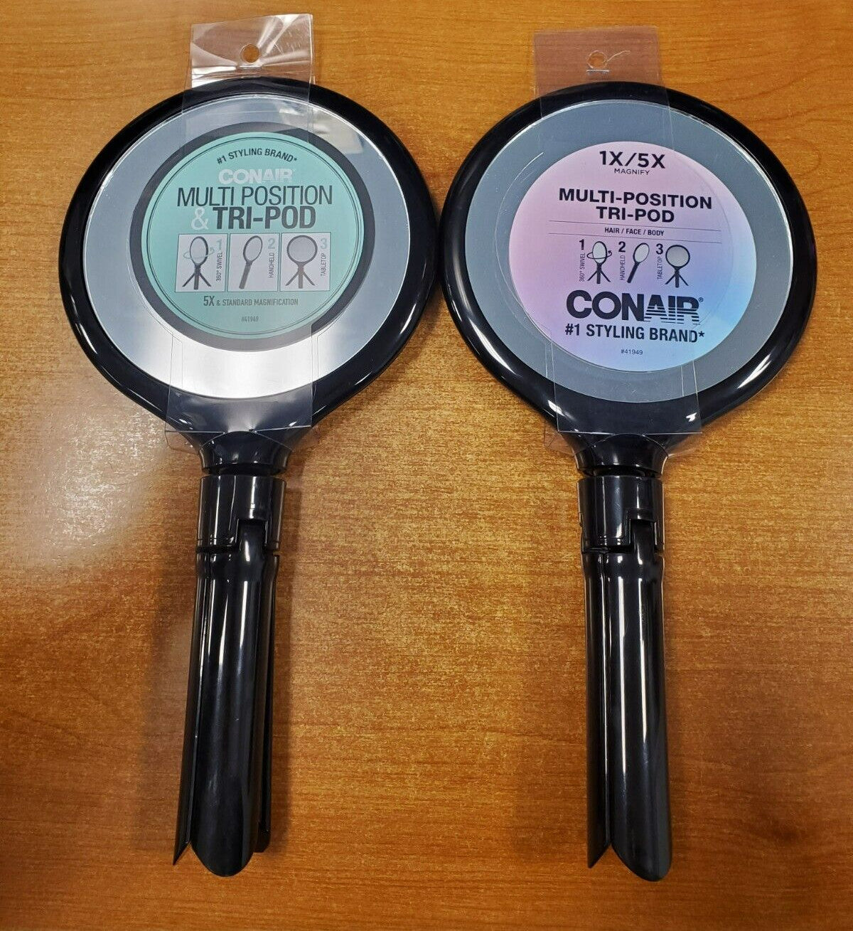 Conair Multi-Position & Tripod Mirror Set 1X & 5X Magnification - Black