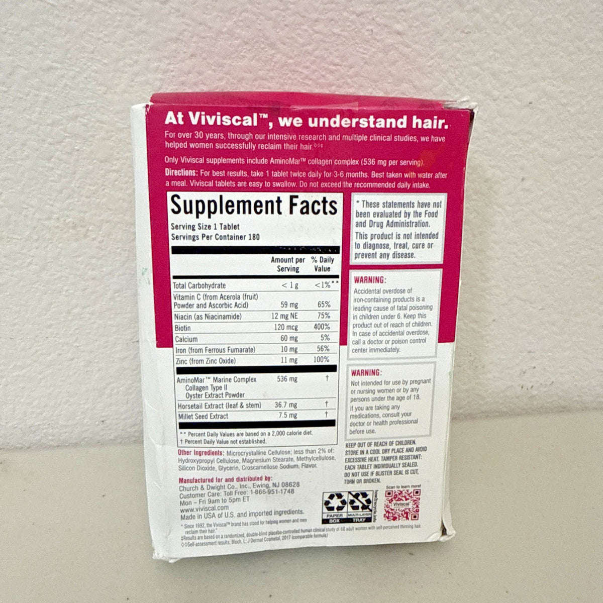 Viviscal Professional Hair Supplement Growth Tablets for Women 180