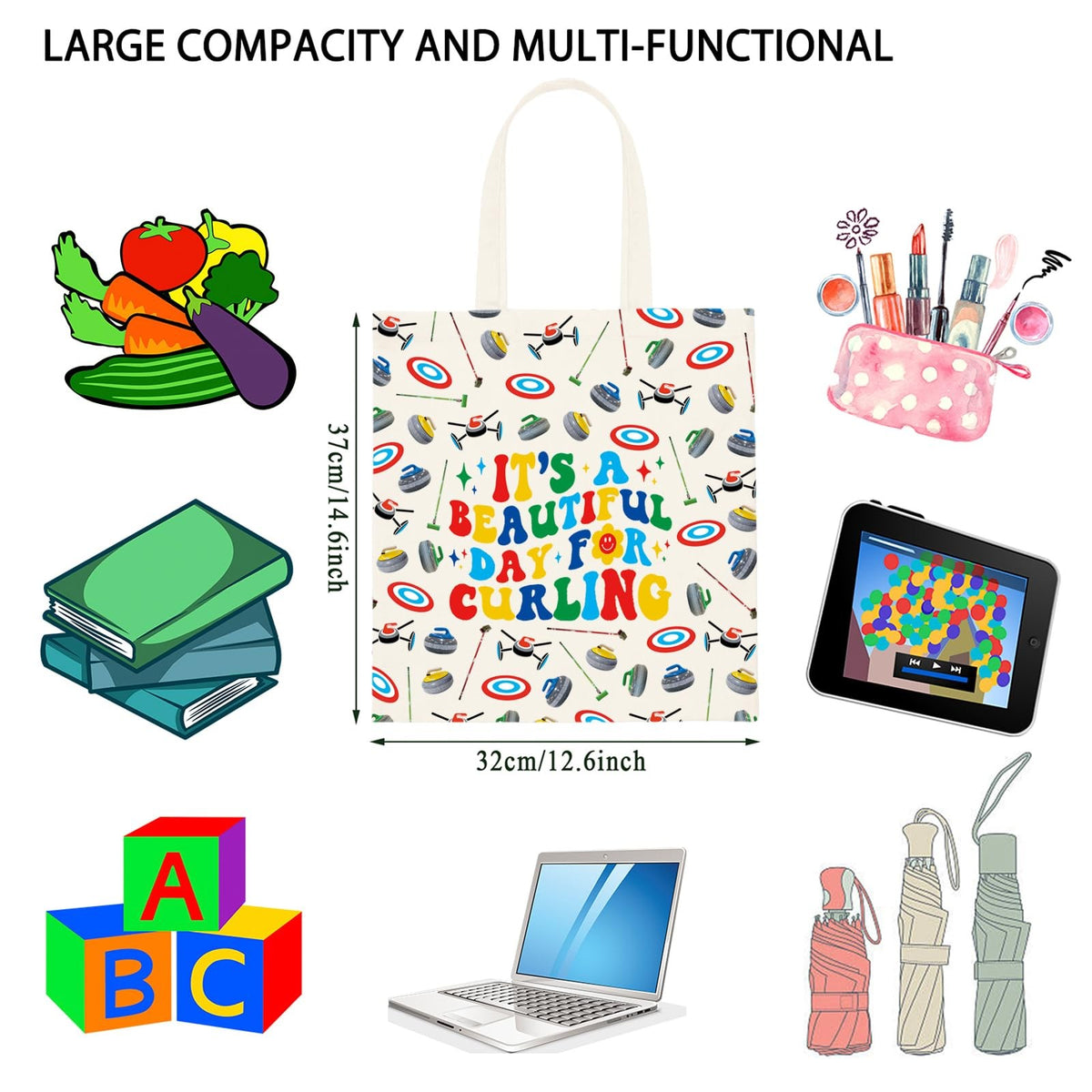 Sport Lover Tote Bag for Curling Fans Reusable Gift