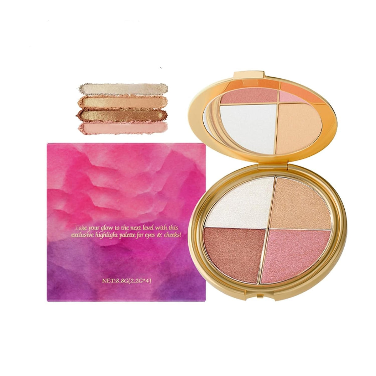 Eyeshadow & Highlighter Palette - All-in-One Makeup for Eyes & Cheeks