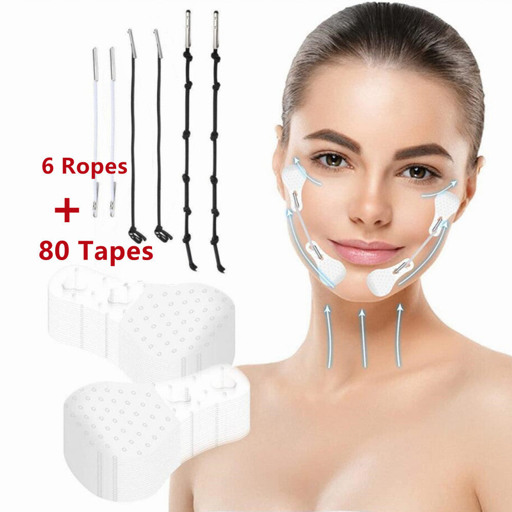 V Shape Face Lift Tape 80pcs Anti-Wrinkle Skin Tightening Invisible Facial Tapes