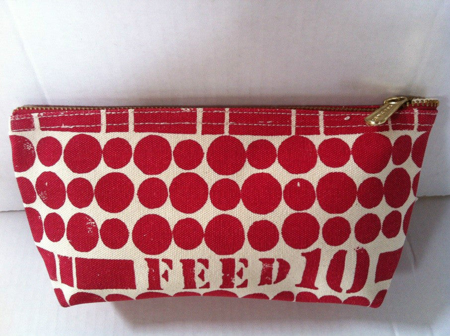Clarins FEED 10 Red Dot Zipper Makeup Bag