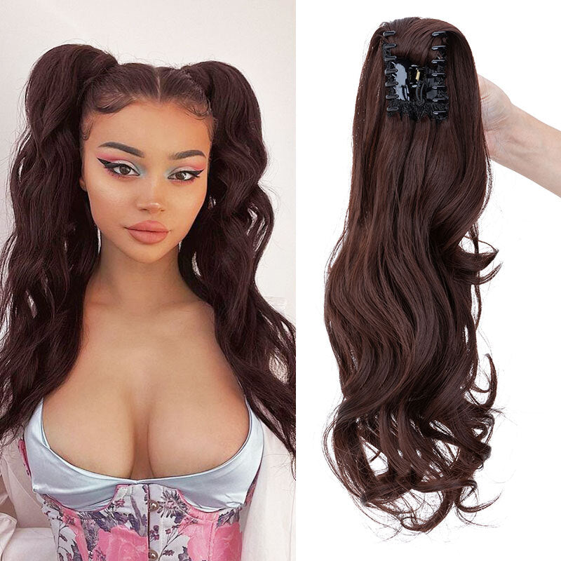 26-Inch Real Human Hair Ponytail Extension with Claw Clip - Thick Hairpiece