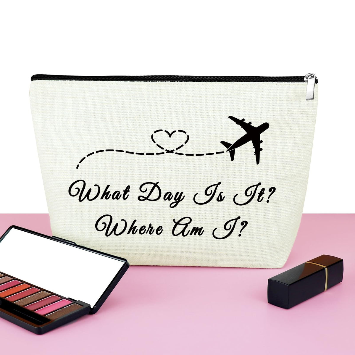Flight Attendant Makeup Bag - Stewardess Gift, Medium Natural Beige