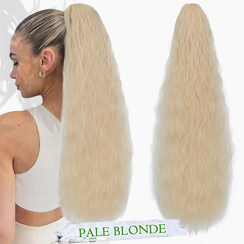 Drawstring Ponytail Hair Extension with Layered Wavy Texture - Thick & Natural-Looking