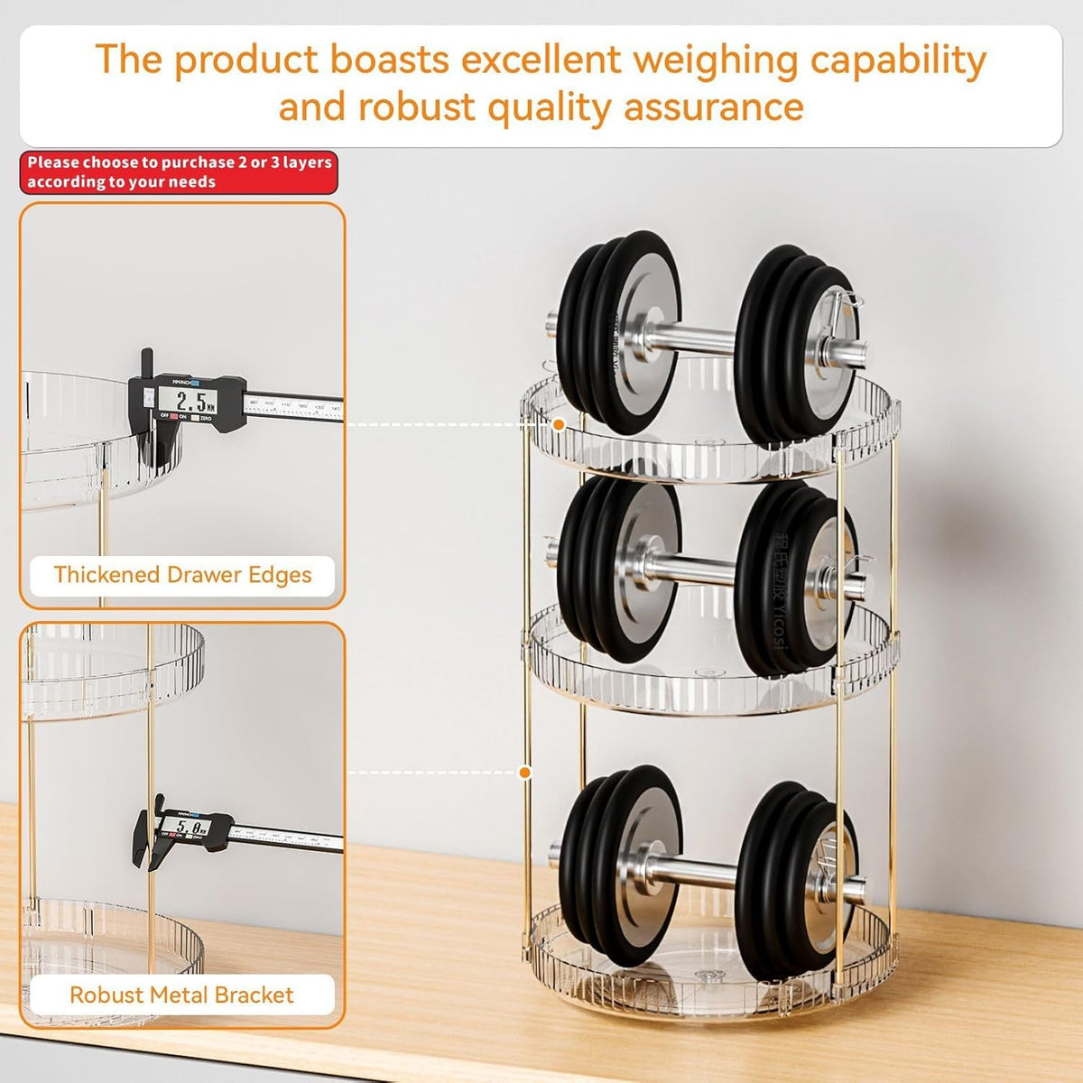 Acrylic 360° Rotating Makeup & Skincare Organizer, 2-Tier Clear Vanity Storage