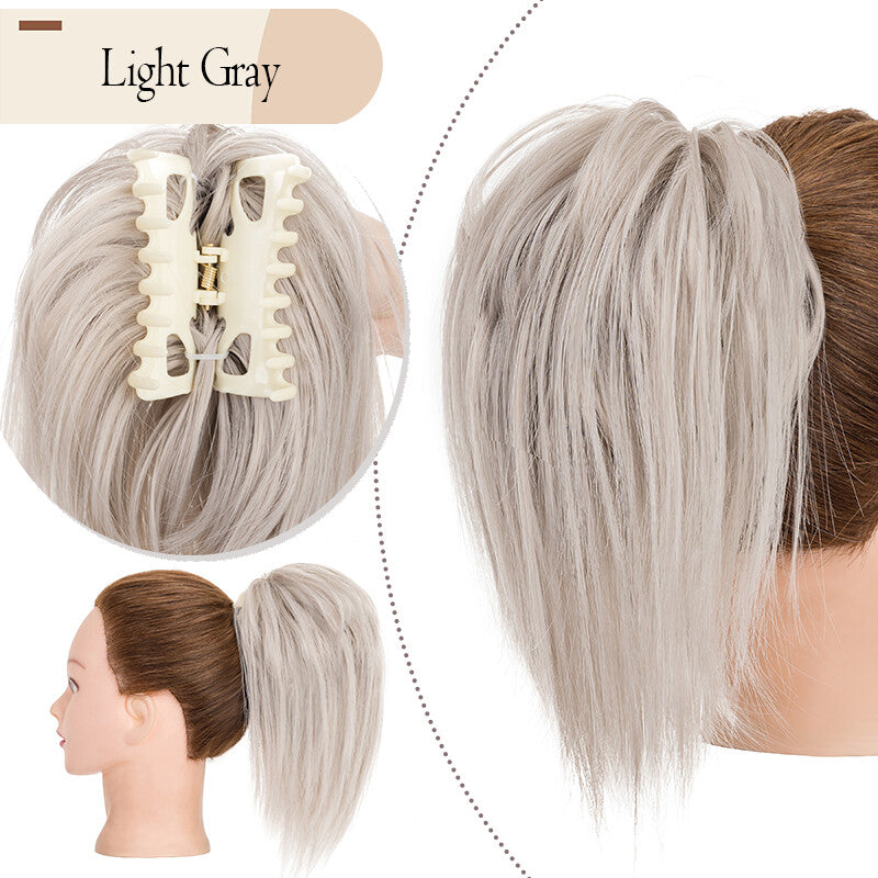 Messy Bun Scrunchie Hair Ponytail Claw Clip Updo Extensions - Thick Ombre Style
