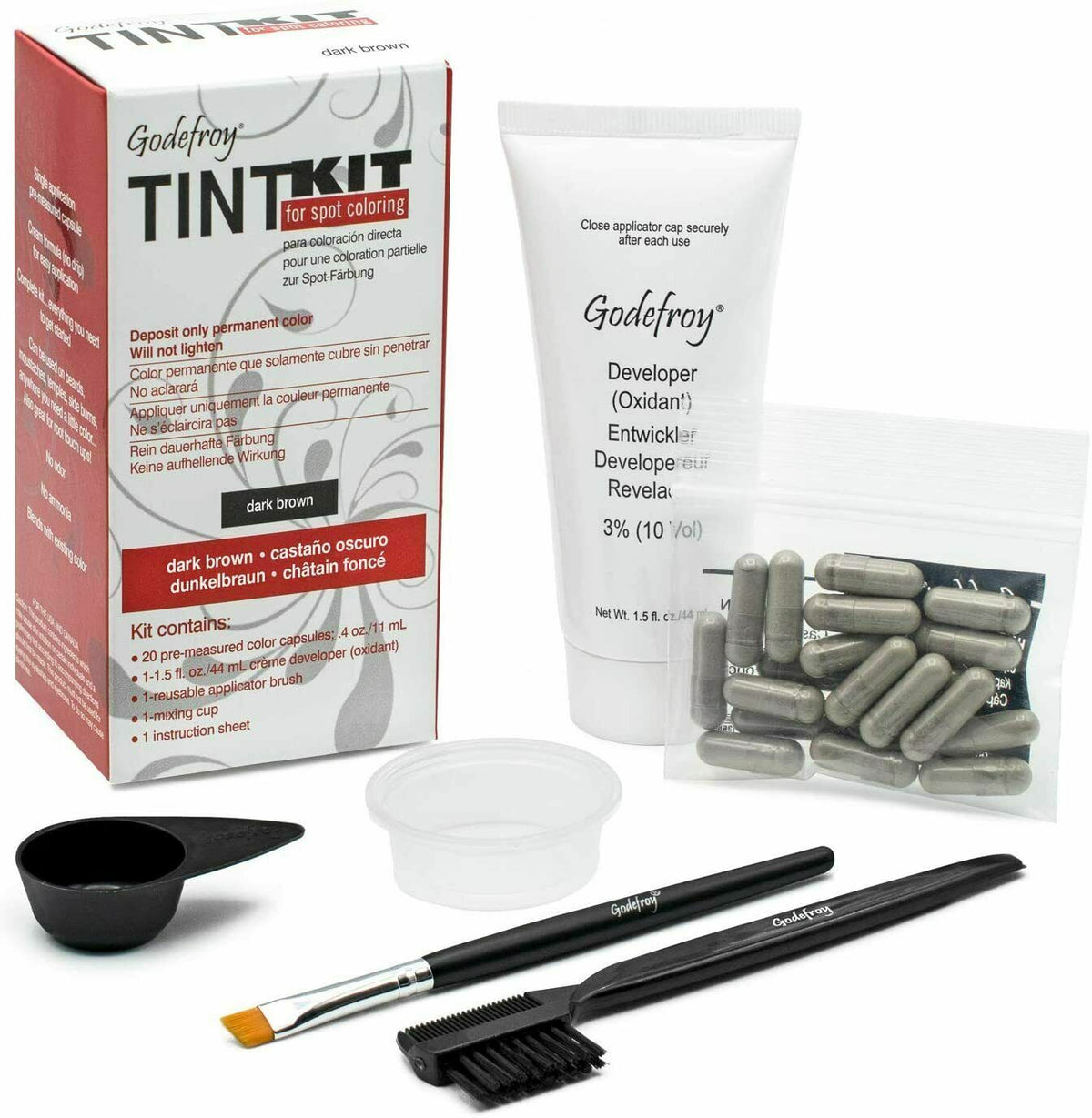 Dark Brown Beard & Mustache Tint Kit - 20 Applications