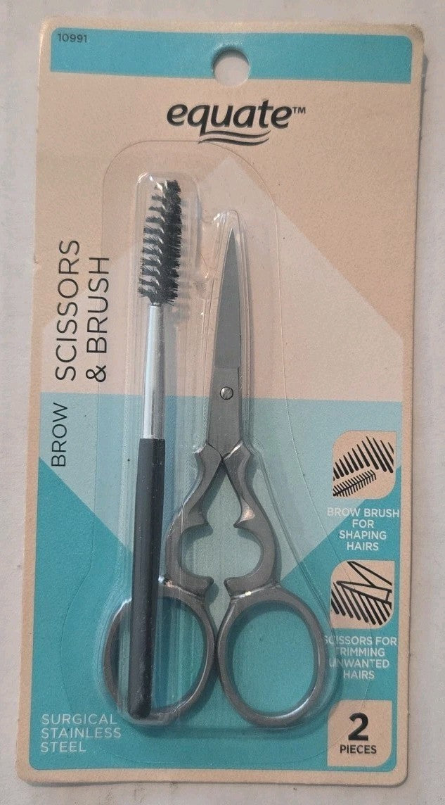 Equate Brow Thinning Scissors & Brush - Professional Eyebrow Grooming Kit