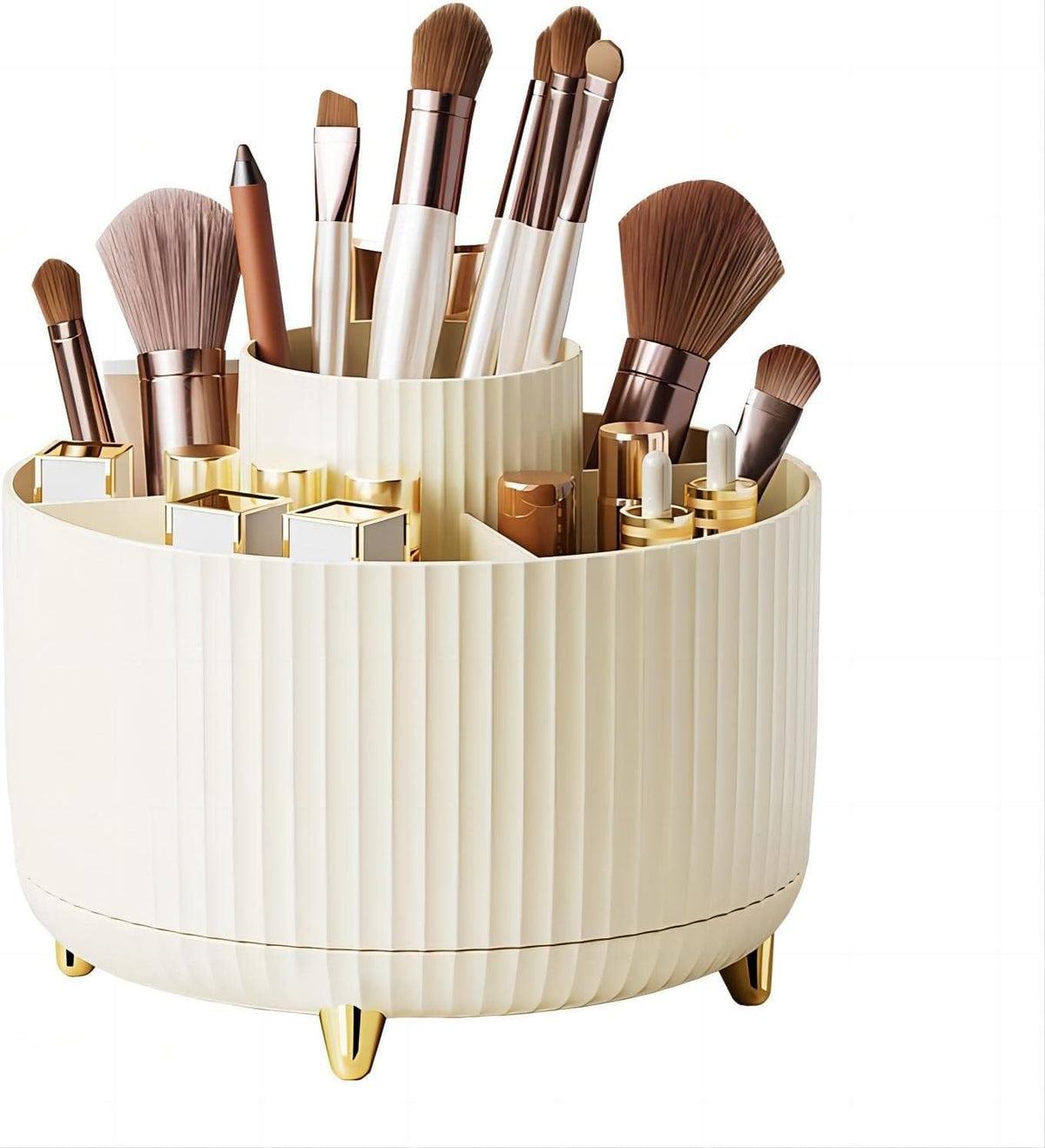 Rotating Makeup Brush Holder with 5 Slots - Large Capacity Organizer