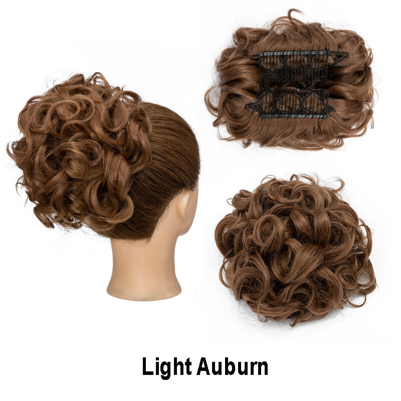 Large Curly Clip-In Hair Bun Extension for Thick Updos - Multiple Colors