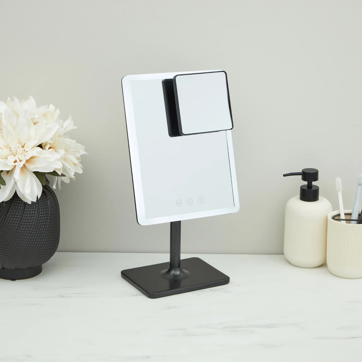 Adjustable LED Makeup Mirror with Dimmable Lights & 7x Magnification