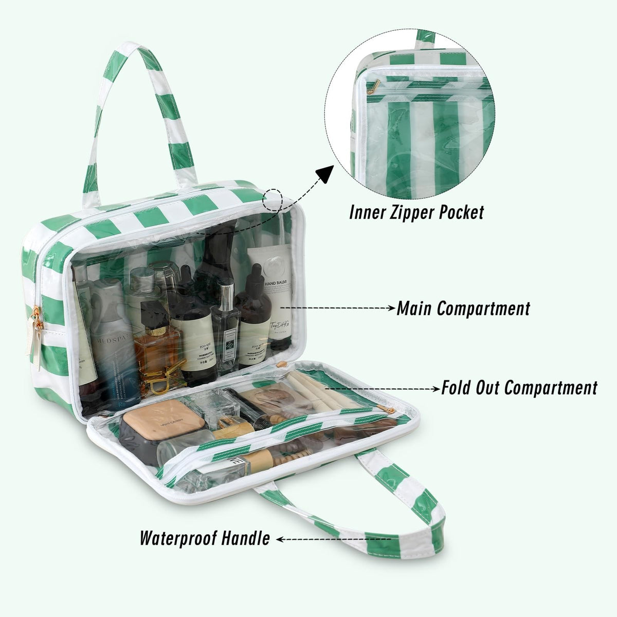 Travel Toiletry Bag Organizer Waterproof Clear Compartment for Cosmetics & Accessories