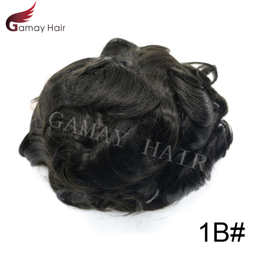Full Poly Thin Skin Human Hair Toupee for Men - Durable, Invisible, Customizable