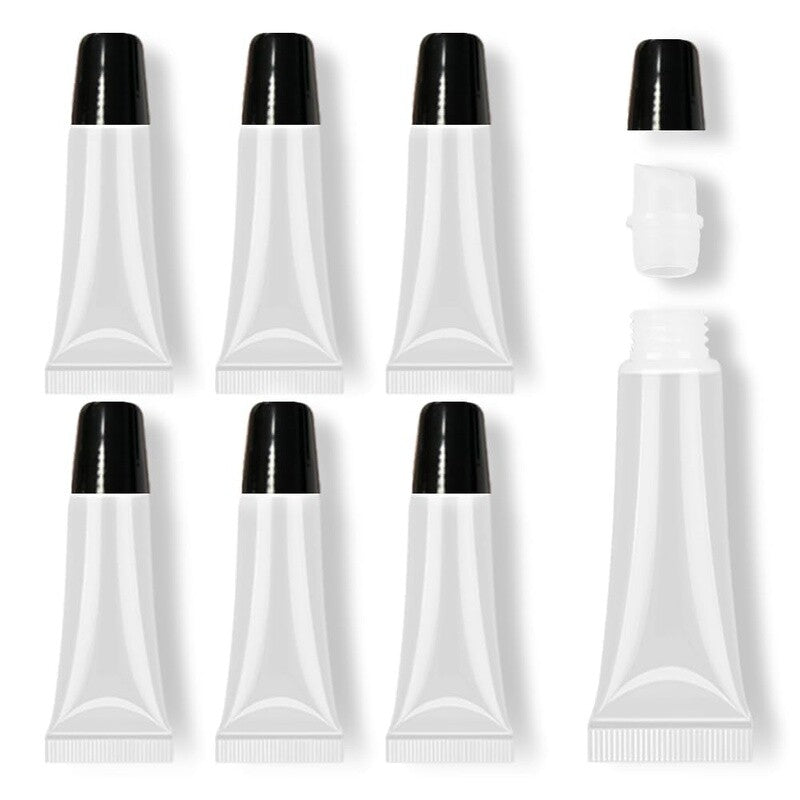 6Pcs Clear Lip Gloss Tubes Set - Empty Refillable Squeeze Containers, 10ml