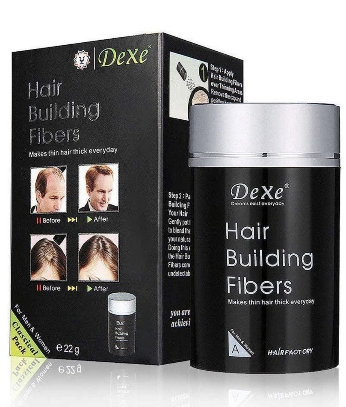 Hair Building Fibers Thickening Powder Black 22g