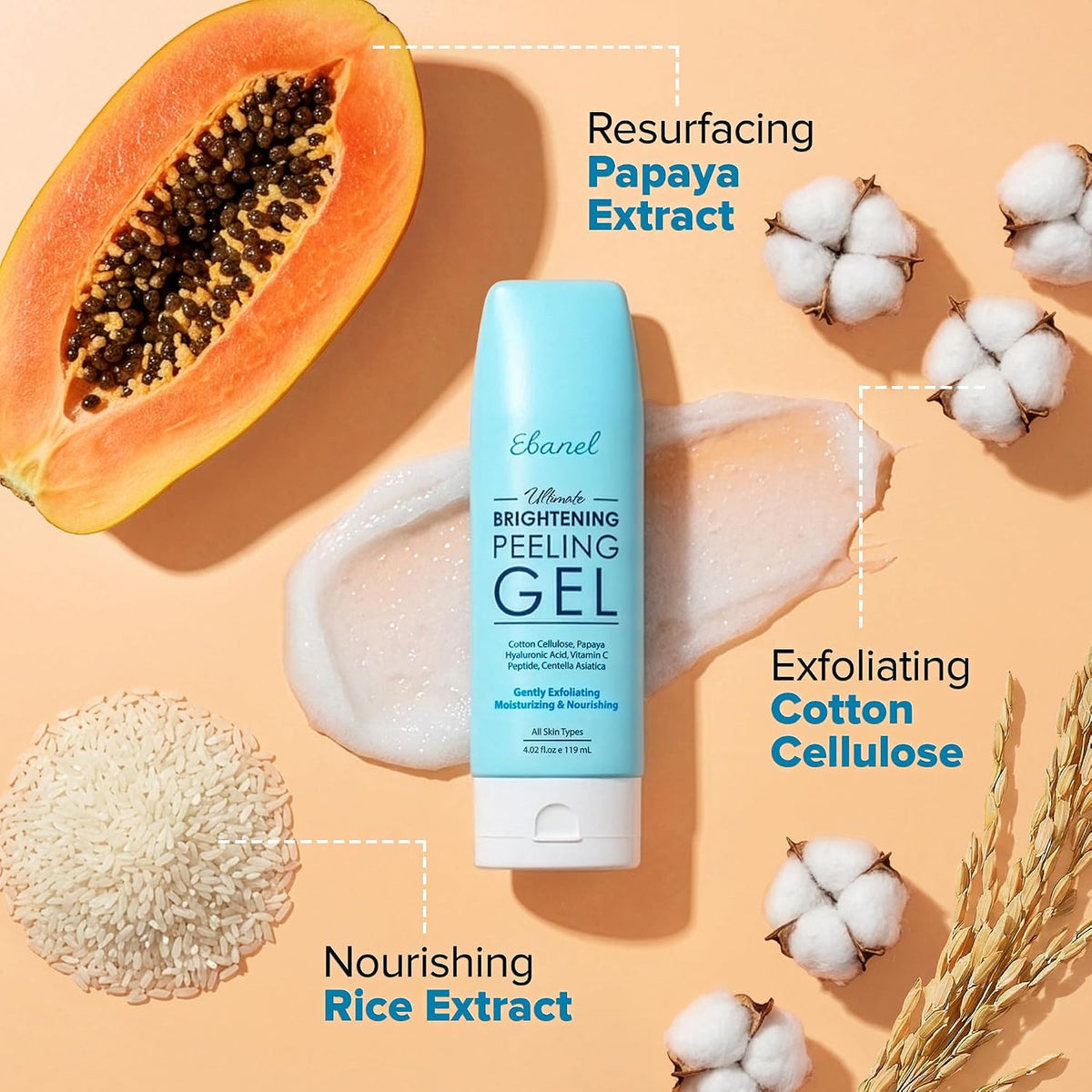Brightening Peeling Gel with Cellulose Rice Papaya Hyaluronic Acid