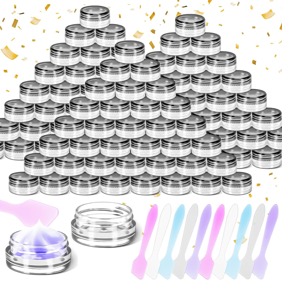 120 Pack 3g Plastic Cosmetic Jars with Lids - Clear Reusable Sample Containers