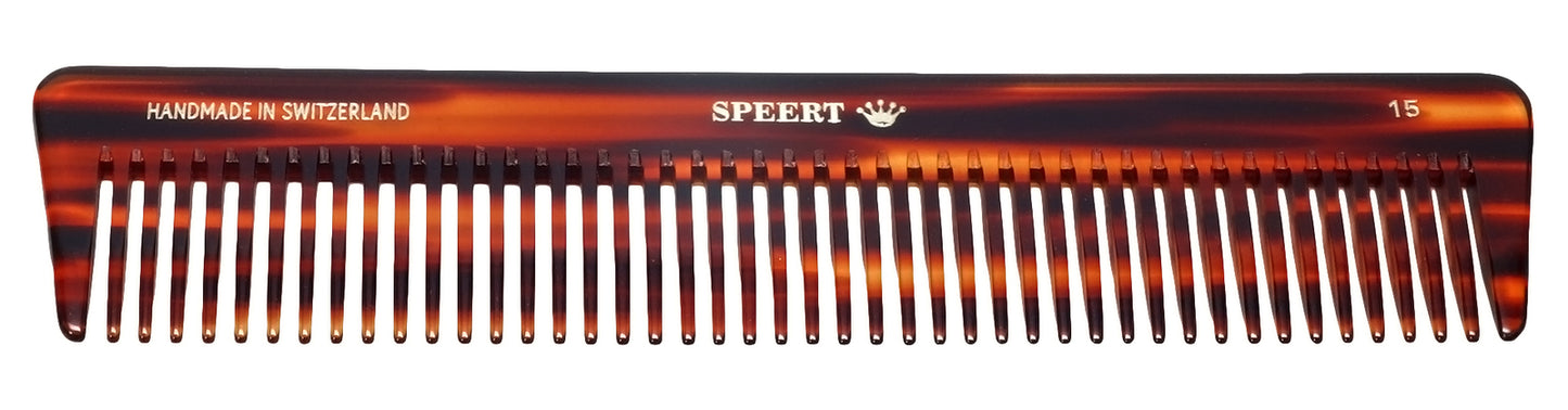Handmade European Swiss Tortoise Comb - 7 3/8 x 1 9/16 Inch Havana Brown