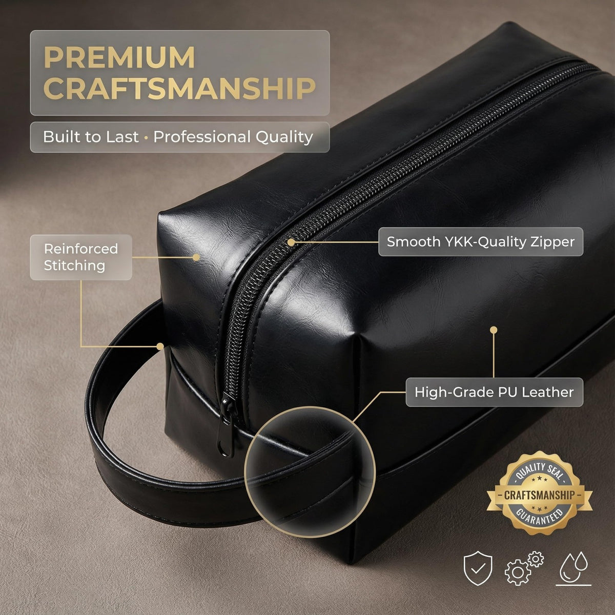 Water-Resistant Men’s Toiletry Bag Dopp Kit with Large Opening