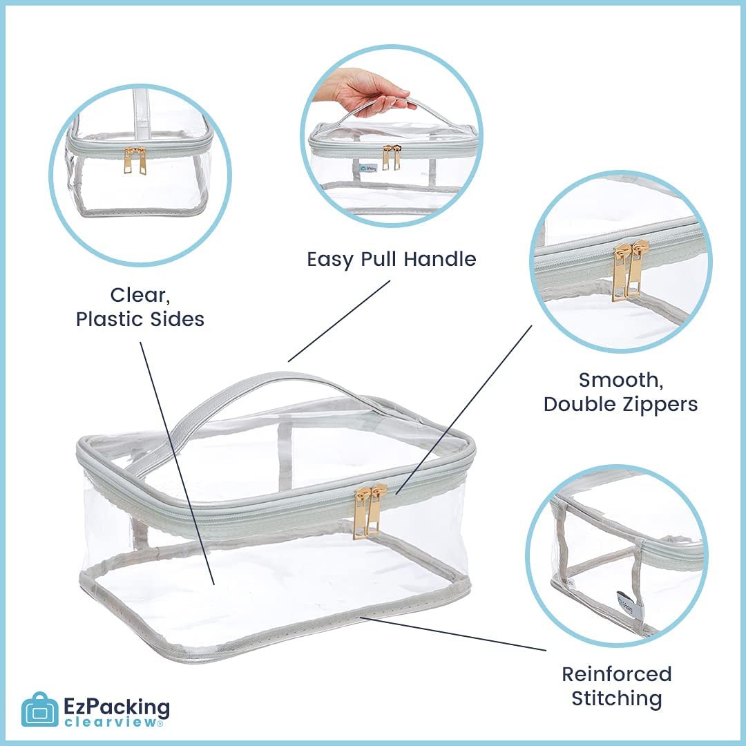 Large Clear Cosmetic Bag - Travel Makeup Organizer with PVC Material