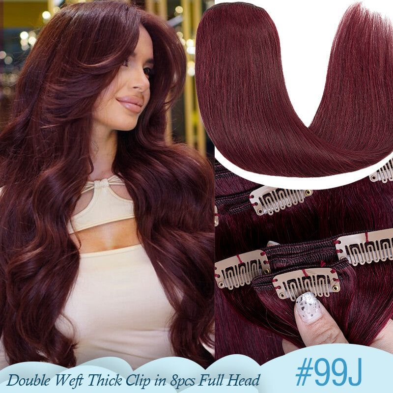 Thick Double Weft Clip-In Human Hair Extensions Full Head 150-170g