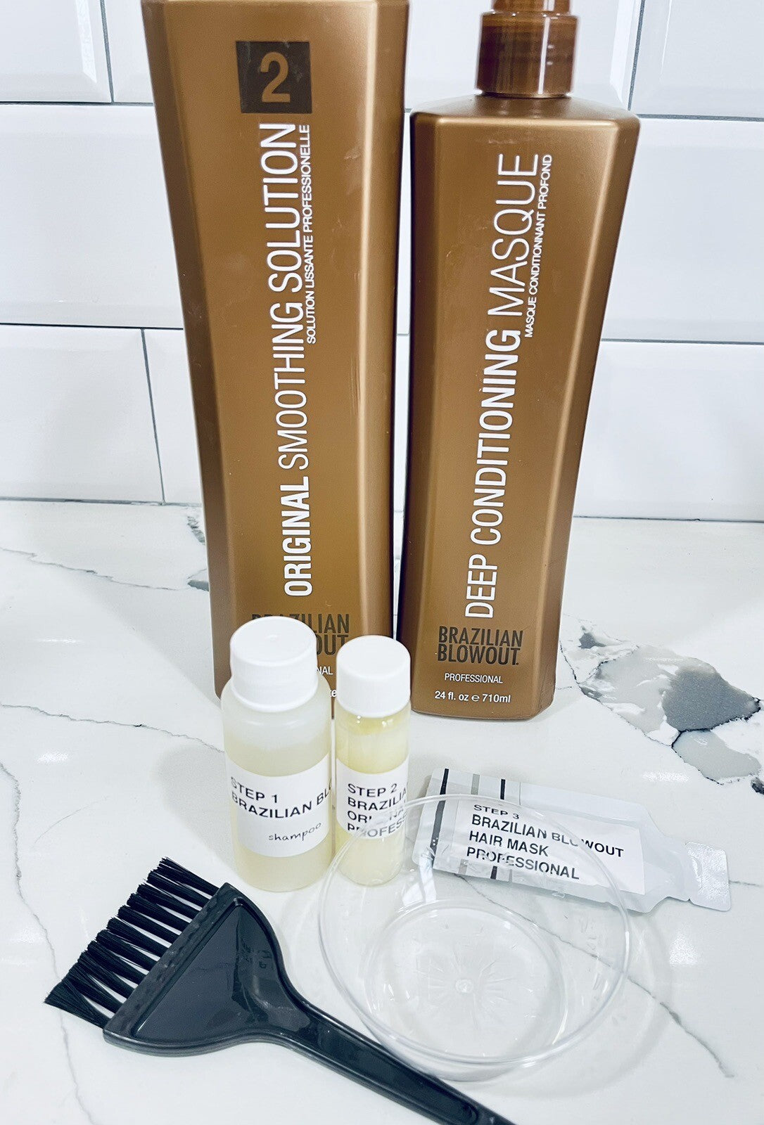 Brazilian Blowout Hair Straightening Kit with Solution, Shampoo & Mask