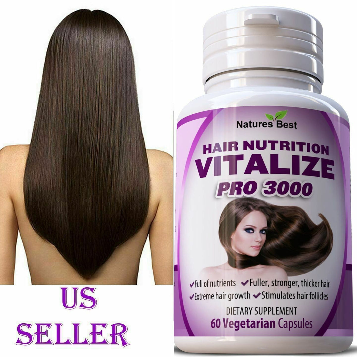 Hair Growth Supplement - 60 Capsules Natural Hair Vitamins