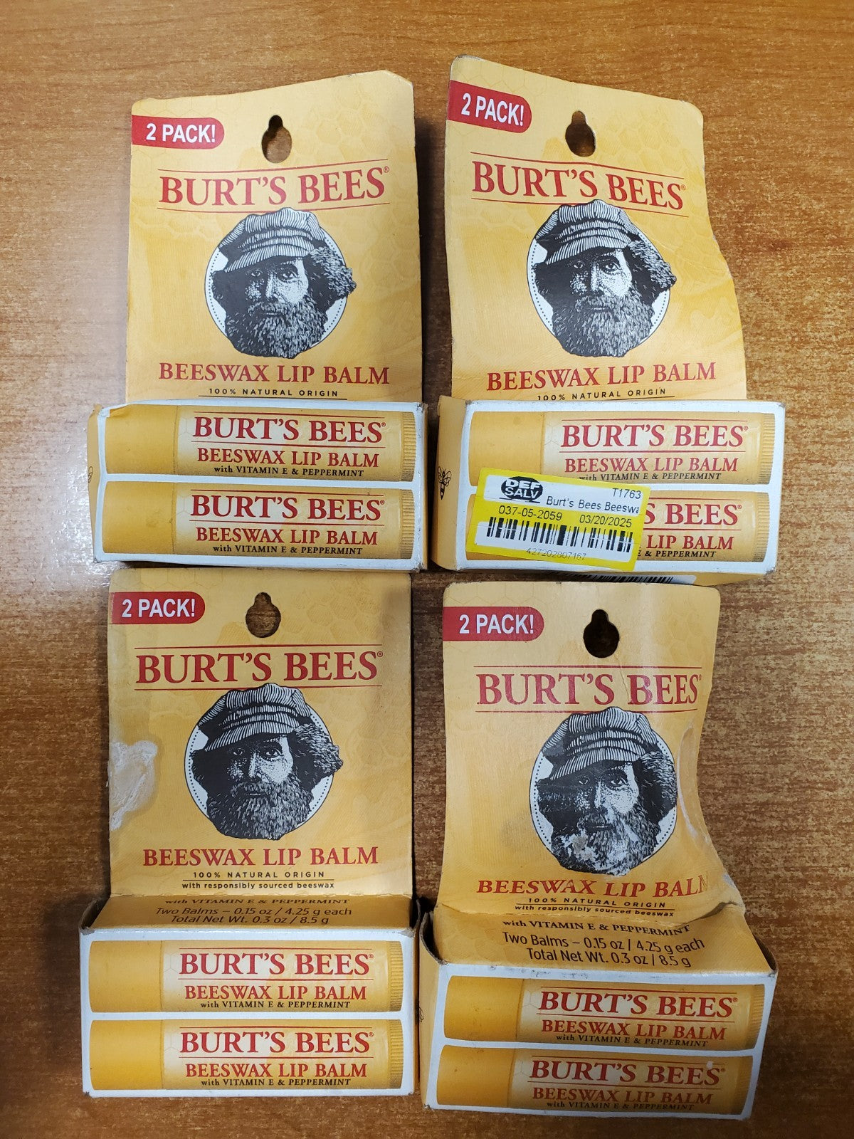 8-Pack Burt's Bees Beeswax Lip Balm Tubes - 100% Natural Moisturizer