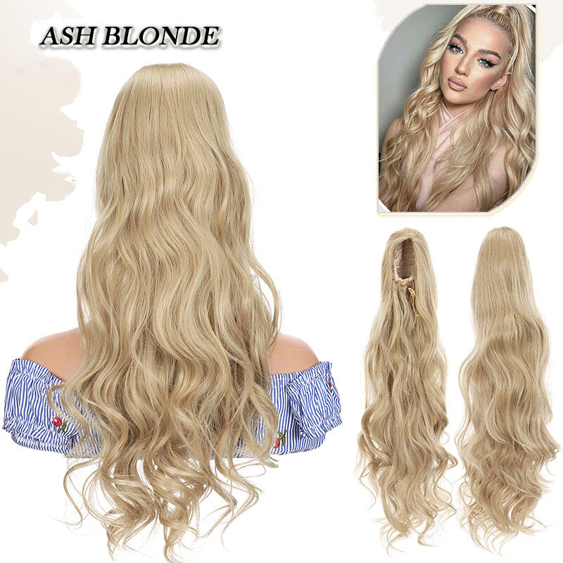Drawstring Ponytail Hair Extension with Layered Wavy Texture - Thick & Natural-Looking