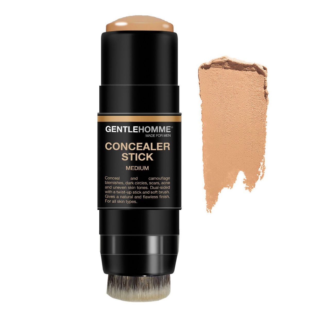Men's Concealer Stick with Brush - Acne Blemish Coverage, 4 Shades Matte Finish