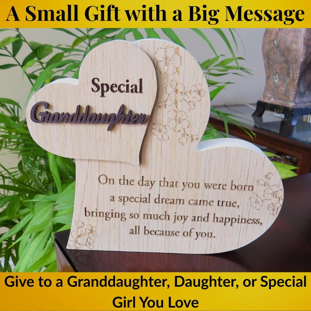 Graduation Gift for Granddaughter Wooden Heart Wall Decor - Inspirational Keepsake