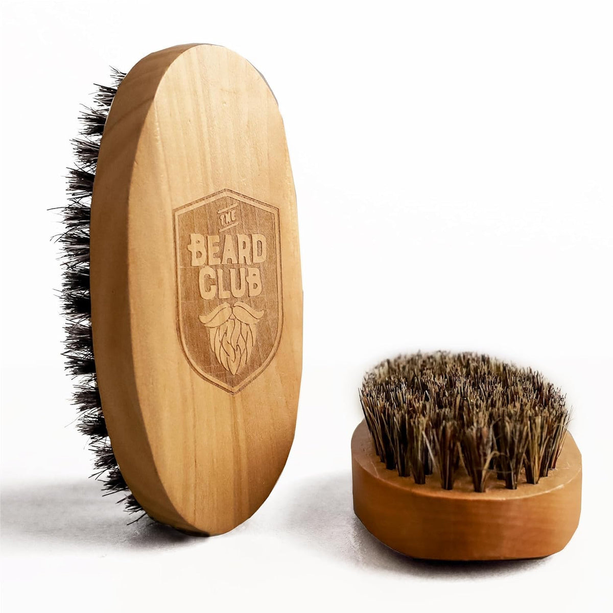 Boar Bristle Beard Grooming Brush with Birchwood Handle for Styling & Growth