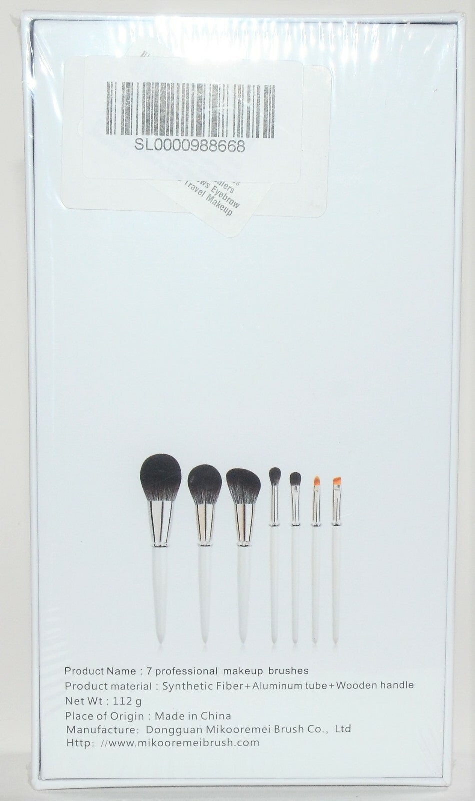 7-Piece Professional Makeup Brush Set - White Synthetic Face & Eye Brushes