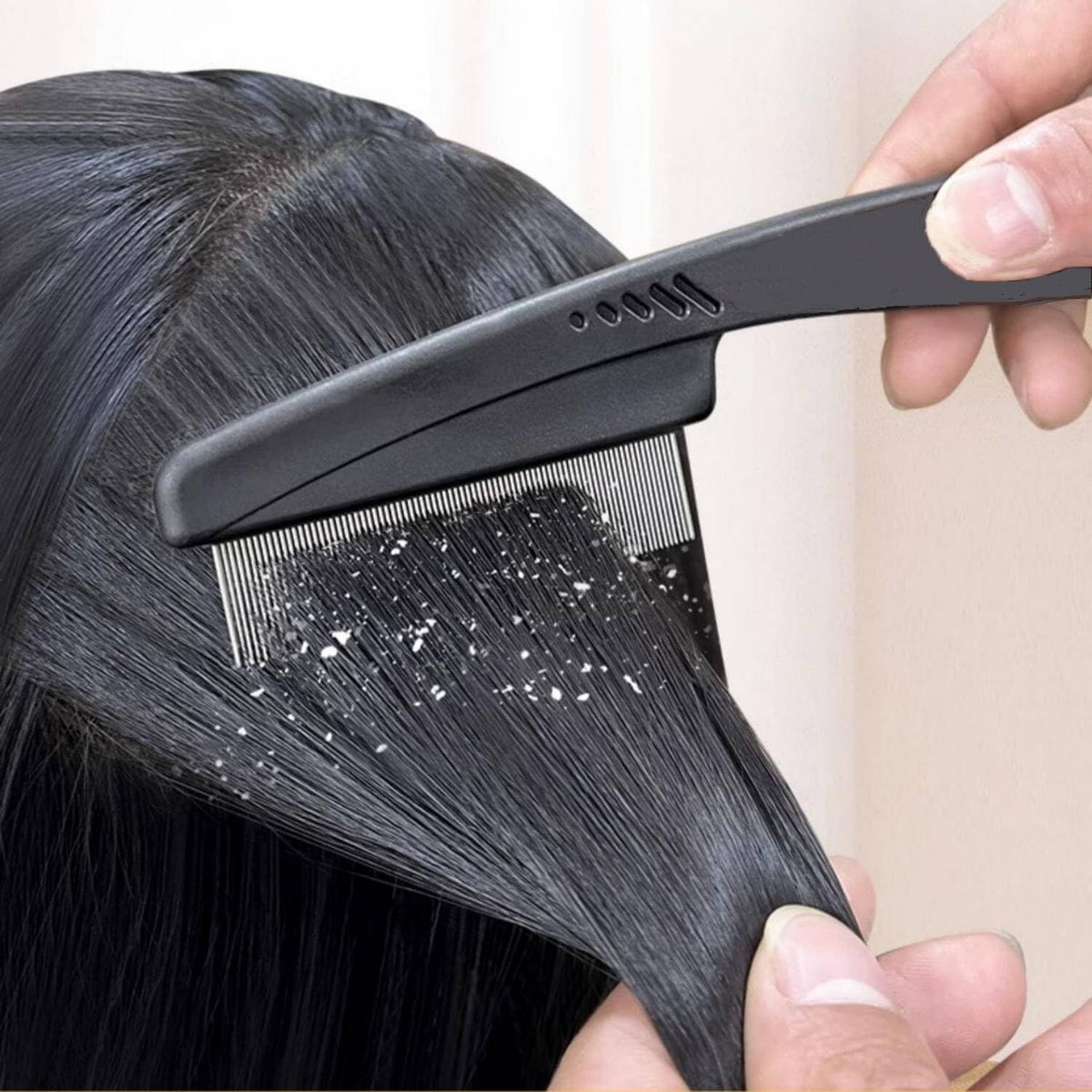 Stainless Steel Dandruff Comb for Scalp Hair Flake Removal - Fine Tooth, Portable, Anti-slip Grip