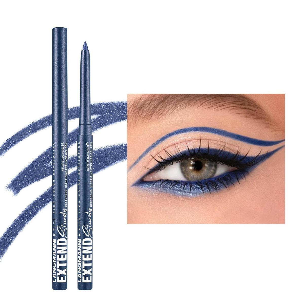 Waterproof Blue Eyeliner Pencil - Smudge-Proof, Retractable, Vegan & Cruelty-Free Makeup