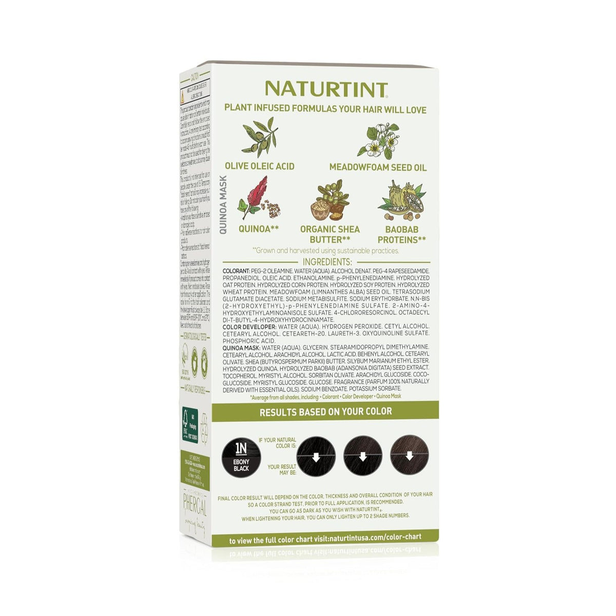 Naturtint Permanent Hair Dye 1N Ebony Black - 4.5 oz Natural Hair Color