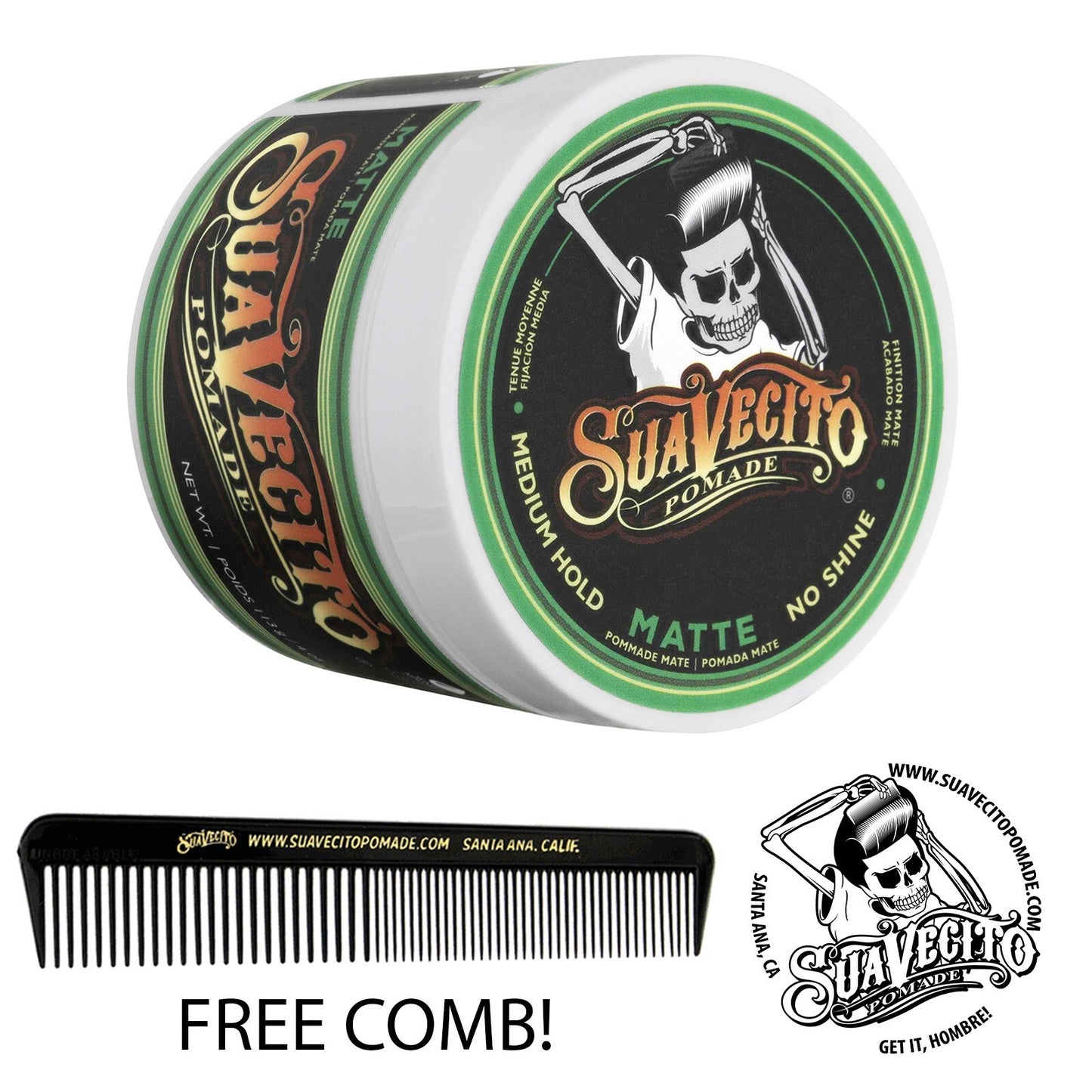 Matte Hair Pomade 4oz - Medium Hold, Natural Finish, Water-Washable